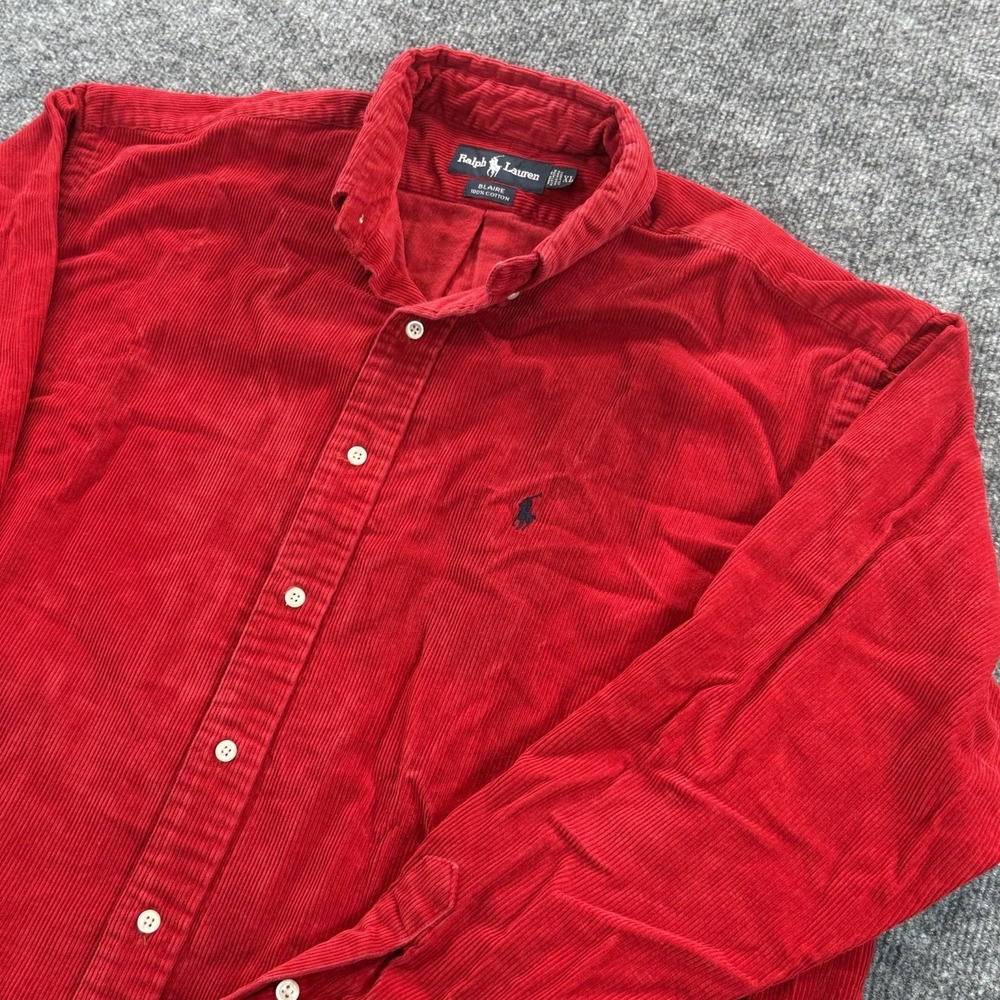 Polo Ralph Lauren Corduroy Shirt Mens XL Red Blaire Button Down Cotton